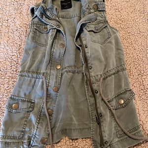 Army green distressed vest